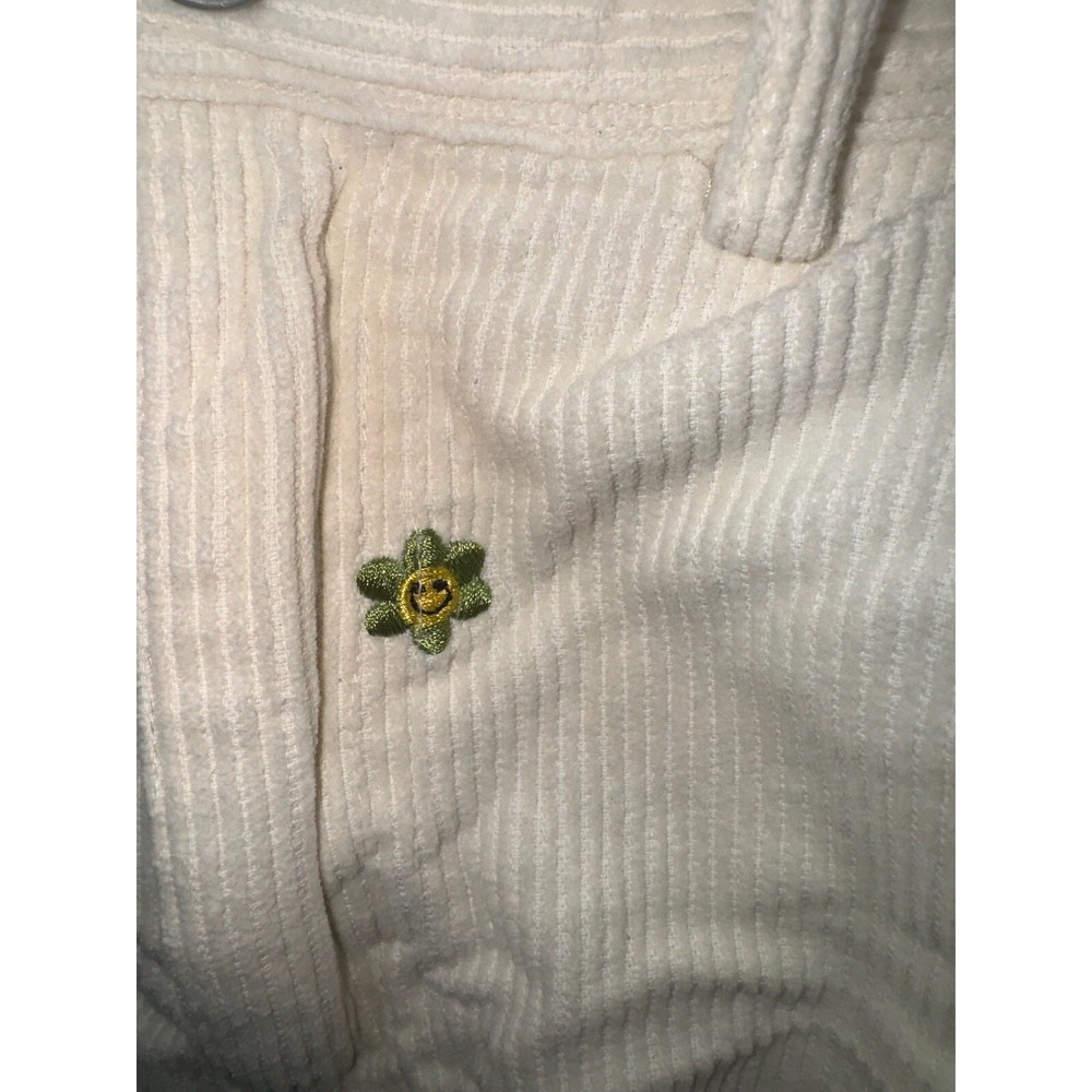 Forever21 White Corduroy Shorts‎ with Green Flowers Trendy Summer Comfy Sz 1x - Picture 7 of 9